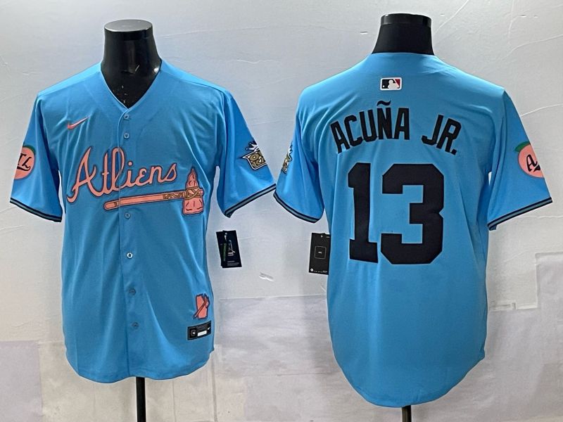 Men Atlanta Braves Nike #13 Acuna jr Light blue 5th generation Joint Name 2025 MLB Jersey 01->atlanta braves->MLB Jersey